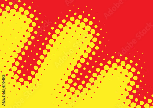 Awesome yellow and red pop art background with dot design in retro comic book style