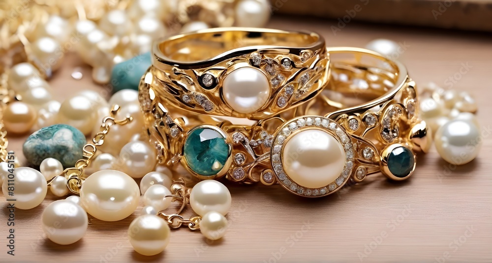 gold jewelry with precious stones and pearls
gold jewelry with precious stones and pearls