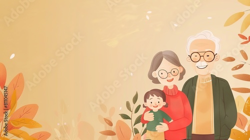 Cartoon illustrations for grandparents holiday promotion,AI generated.