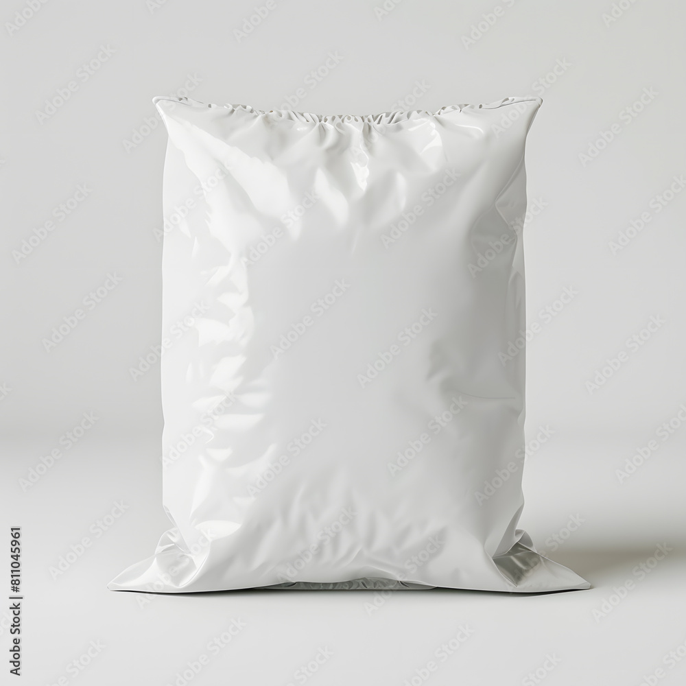 White plastic bag mockup for product isolated on white background. 3d blank white plastic bag for packaging design White plastic bag mockup for product isolated on white background. 3d blank white plastic bag for packaging design