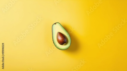 Avocado cut on a yellow background photo