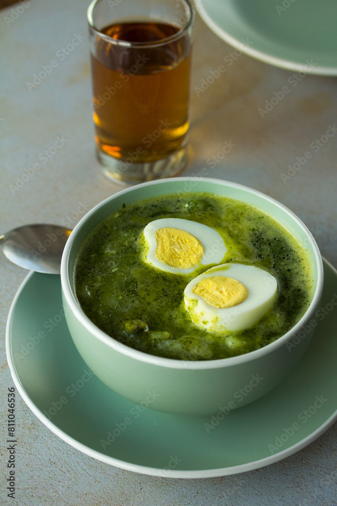Photo of peruvian green soup. Concept of soups. Photo of peruvian green soup. Concept of soups.