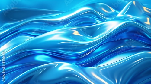 Blue abstract 3D rendering of a wavy surface