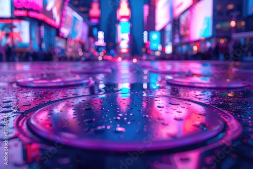 Wallpaper Mural urban city bustling street with bright lights professional photography Torontodigital.ca