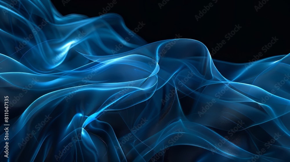 Blue abstract background with smooth gradient and soft folds