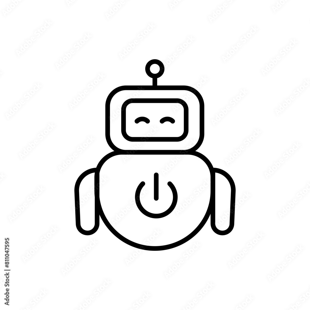Obraz premium Space robot outline icons, minimalist vector illustration ,simple transparent graphic element .Isolated on white background