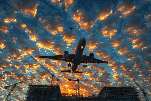 airplane flying in the sky Background professional photography photo