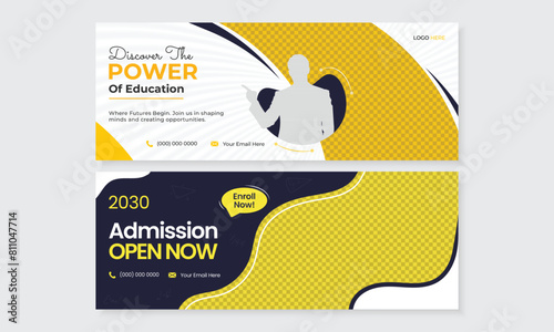Abstract kids school admission, back to school opening social media facebook timeline cover web banner design for education institute marketing promotion template bundle set for enrollment online ads