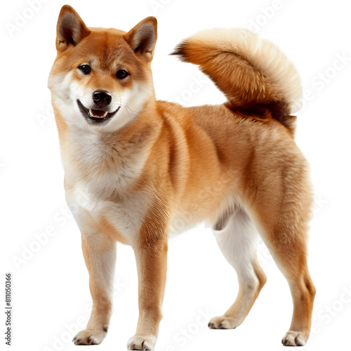 A Shiba Inu  small and agile with a fox-like face and reddish coat  on a transparent background.