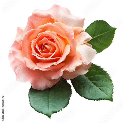 A single pink rose in full bloom, isolated on a white backgroundA single pink rose in full bloom, isolated on a white background