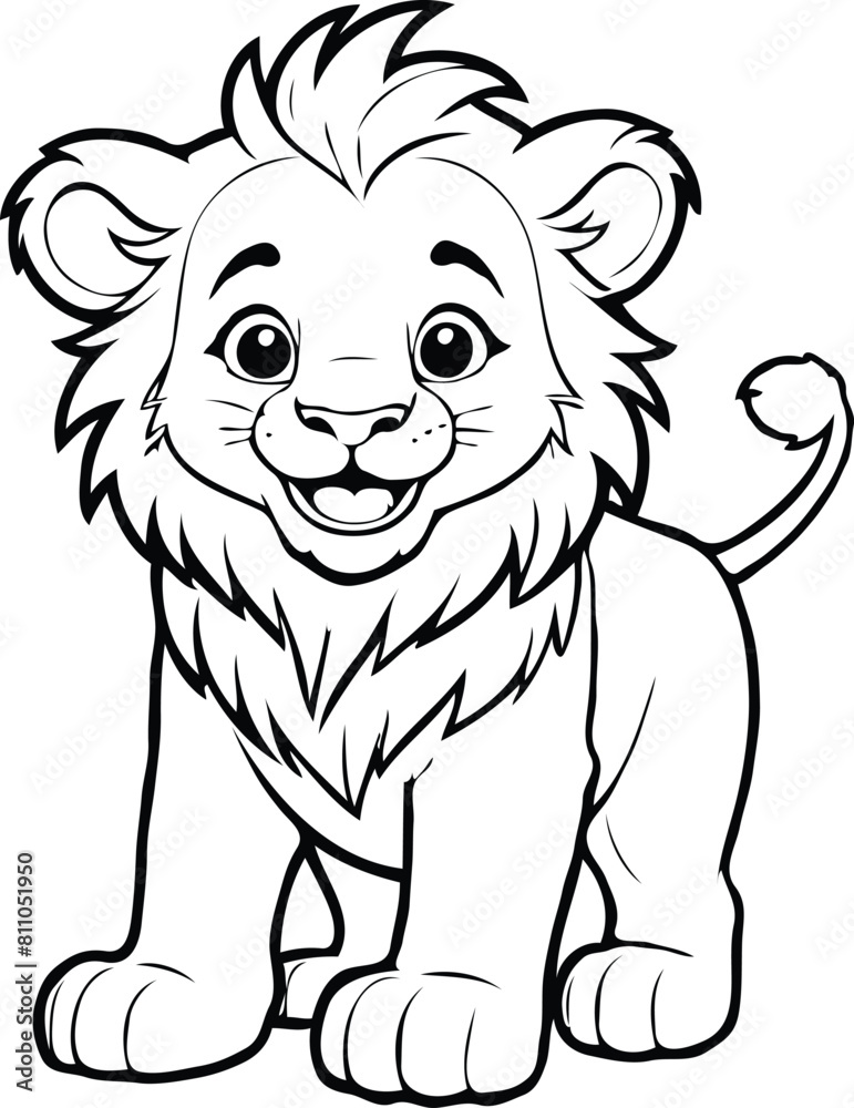 vector cute male child Lion smiling outline illustration vector cute male child Lion smiling outline illustration