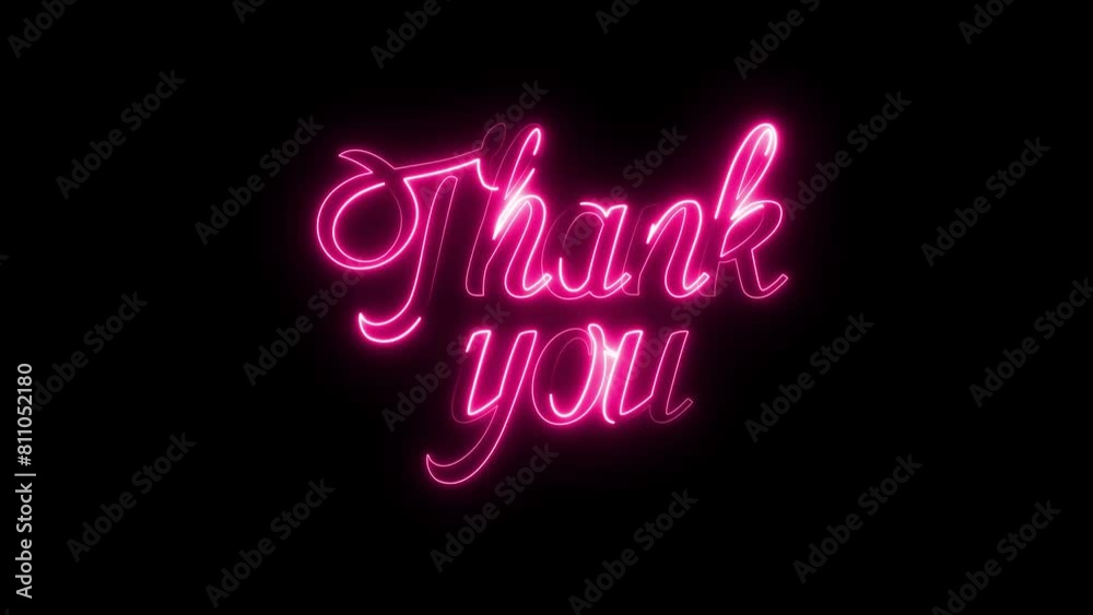 THANK YOU Neon effect text animated on a black background 4k THANK YOU Neon effect text animated on a black background 4k