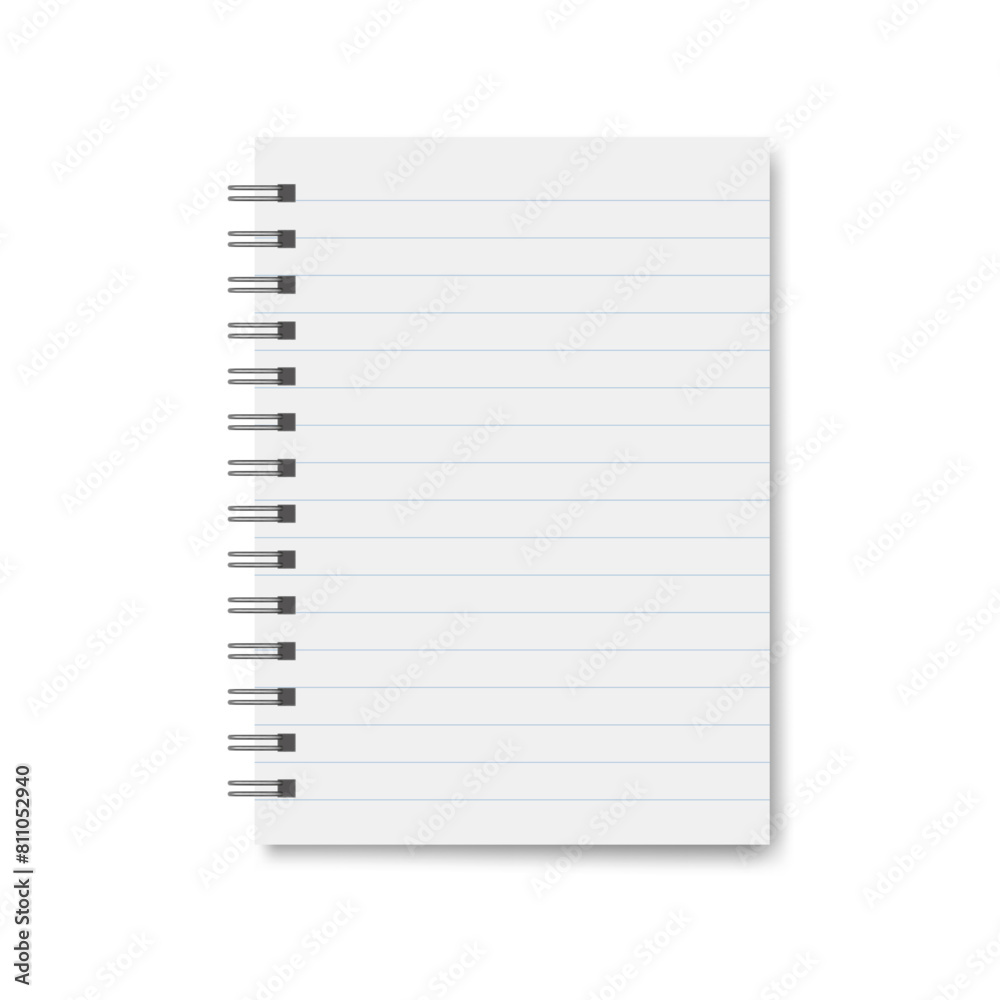 Realistic blank open notebook a6 with spiral, stationery notepad or diary template for office with lines. Realistic blank open notebook a6 with spiral, stationery notepad or diary template for office with lines.