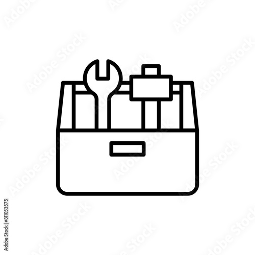 Tool box outline icons, minimalist vector illustration ,simple transparent graphic element .Isolated on white background