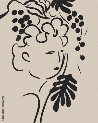 Self-portrait sketch vector illustration