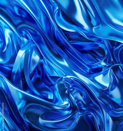 Blue abstract 3D rendering of a wavy surface