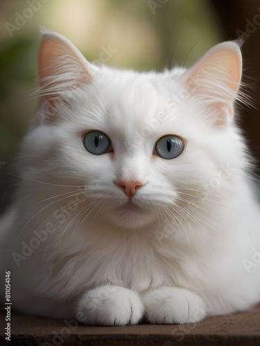 White Cat Animal Realistic Photo Illustration Art © ViewofWorld