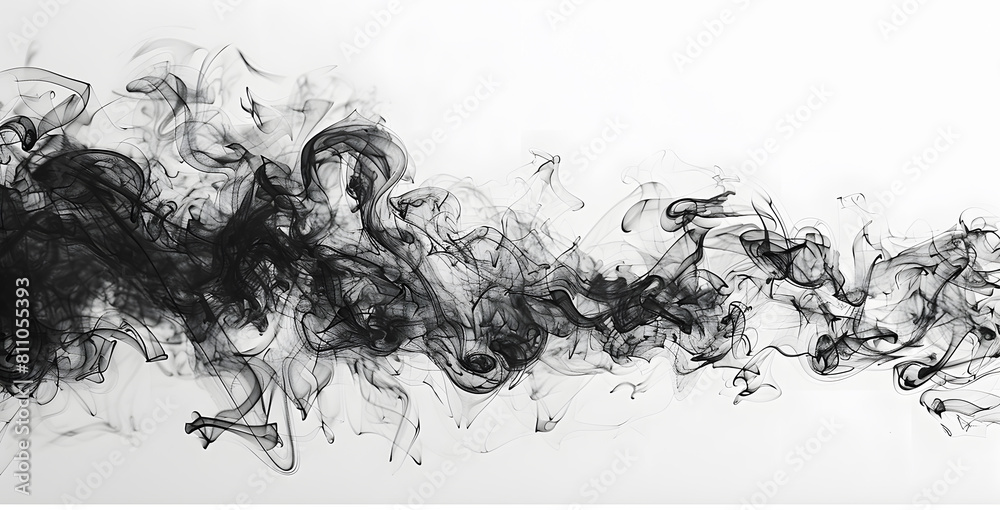 Fototapeta premium Black ink in water. Toxic black smoke movement on white background