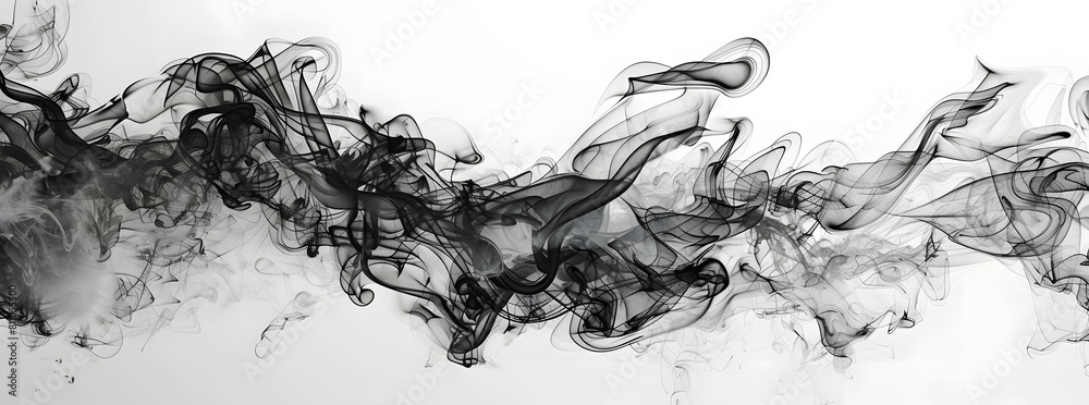 Black ink in water. Toxic black smoke movement on white background Black ink in water. Toxic black smoke movement on white background