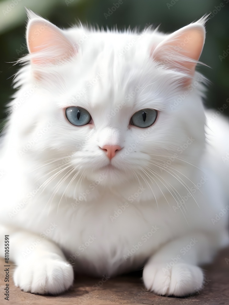 White Cat Animal Realistic Photo Illustration Art White Cat Animal Realistic Photo Illustration Art