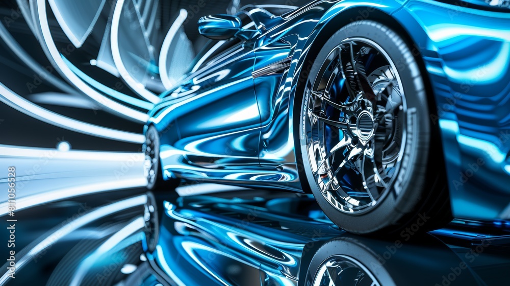 Artistic abstracts  car reflections on shiny surfaces creating intriguing compositions