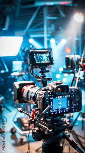 Behind the scene in a studio of video production