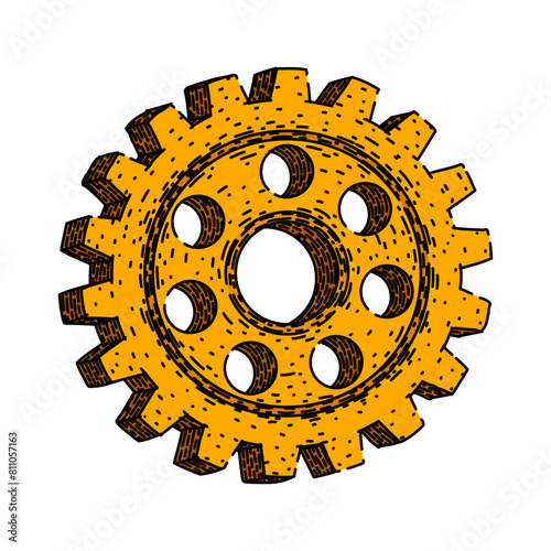 metal gears steampunk hand drawn. isolated cog, machine vintage, old frame metal gears steampunk vector sketch. isolated color illustration