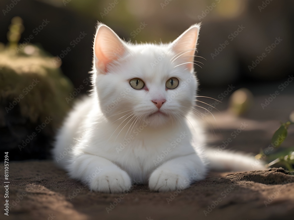 White Cat Animal Realistic Photo Illustration Art White Cat Animal Realistic Photo Illustration Art