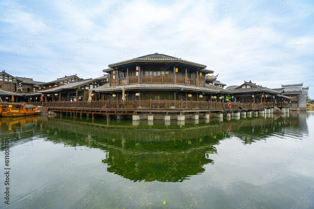 the beautiful ancient town of Lizhuang on the lake, Yibin City, Sichuan Province, China the beautiful ancient town of Lizhuang on the lake, Yibin City, Sichuan Province, China