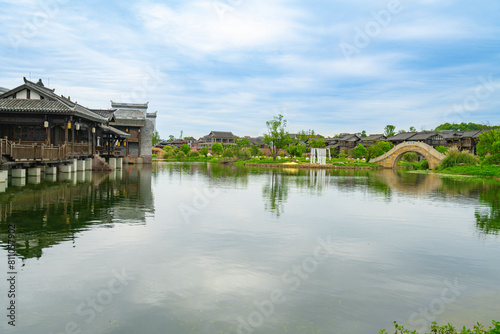 the beautiful ancient town of Lizhuang on the lake, Yibin City, Sichuan Province, China © onlyyouqj