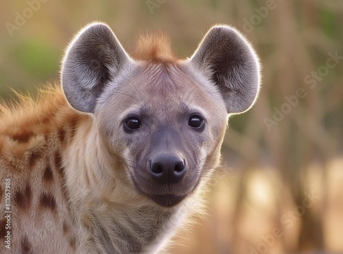 Hyena on alert for food in the wild
