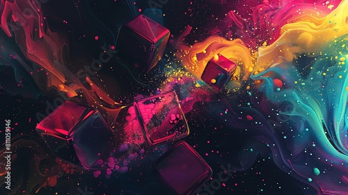 Colorful cubes in a clowncore extravaganza photo