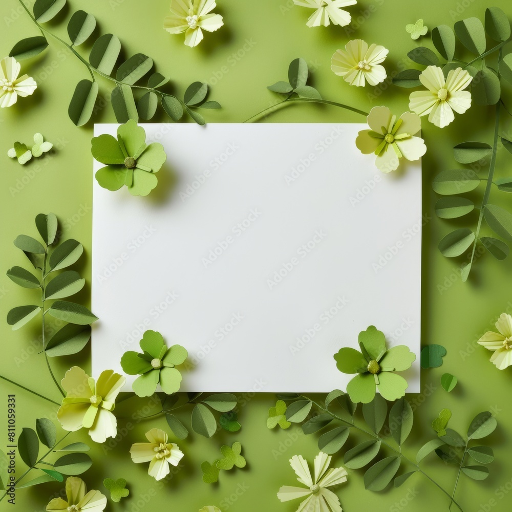 Postcard template with blank space flanked by flowers and leaves. Postcard, empty space for inscription. Decorative greeting card, background for invitations, birthdays or weddings. Postcard template with blank space flanked by flowers and leaves. Postcard, empty space for inscription. Decorative greeting card, background for invitations, birthdays or weddings.