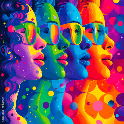 Pop Art Illustration for Pride Day Featuring Diverse LGBT Community 