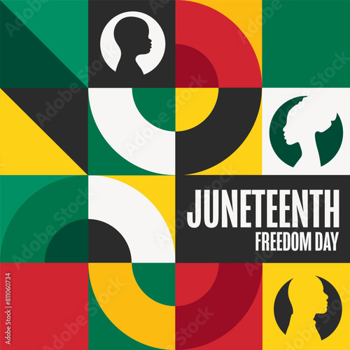 Juneteenth. Freedom Day. June 19. Holiday concept. Template for background, banner, card, poster with text inscription. Vector EPS10 illustration.