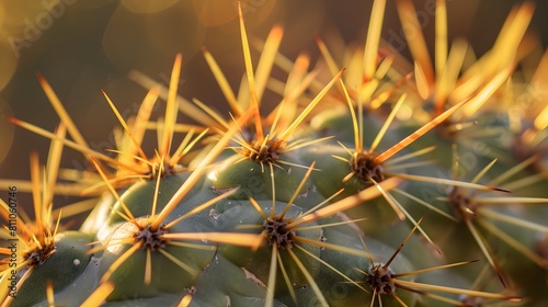 Prickly Protection The Intricate Texture of a Cactus Spine Basking in Glorious Sunlight Generative ai