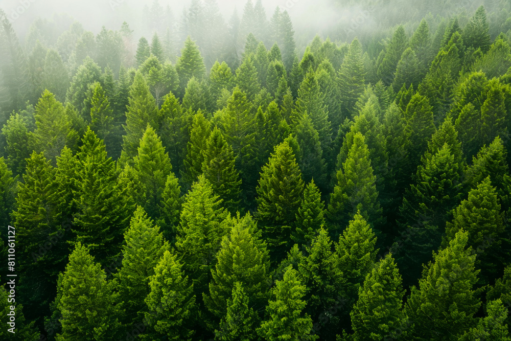 Fototapeta premium Side Perspective Aerial Shot of Graduated Pine Forest 