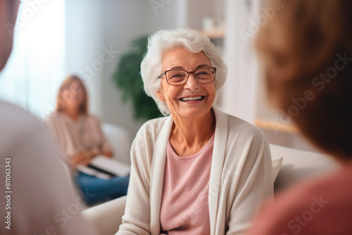Elderly person satisfied with health, life and funeral insurance.