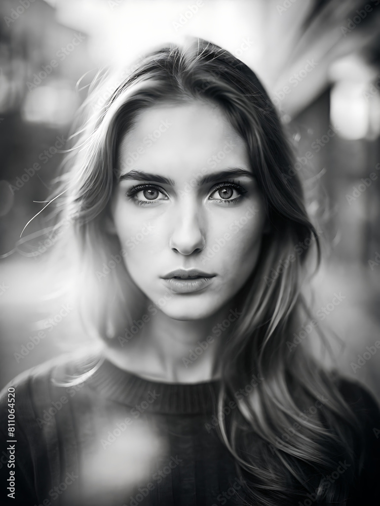 Black and white portrait of beautiful woman Black and white portrait of beautiful woman