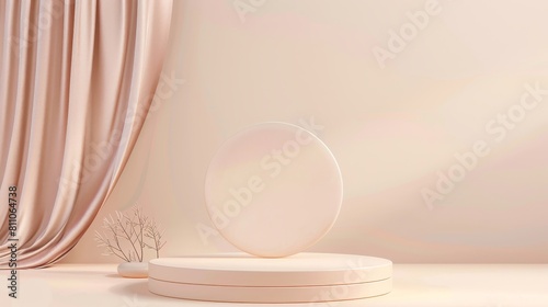 Minimalistic cosmetic product display with sunset hues, ideal for background for luxury organic cosmetic, skin care, beauty treatment product display 3D