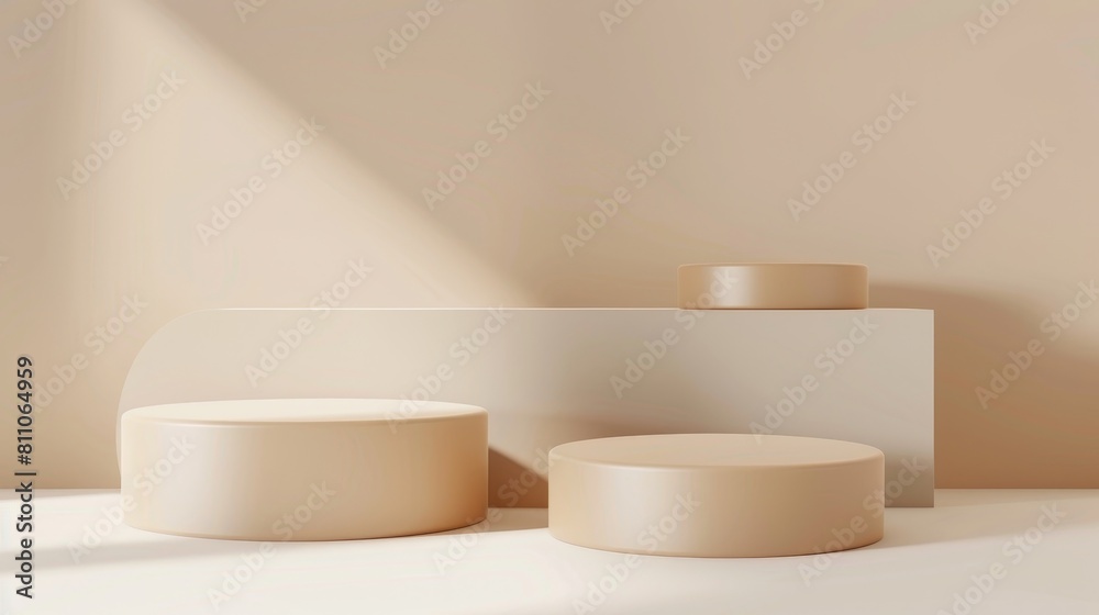 Soft Tone Decor Pieces on a Plain Surface, Ideal Background for Luxury Organic Cosmetic, Skin Care, Beauty Treatment Product Display 3D Soft Tone Decor Pieces on a Plain Surface, Ideal Background for Luxury Organic Cosmetic, Skin Care, Beauty Treatment Product Display 3D