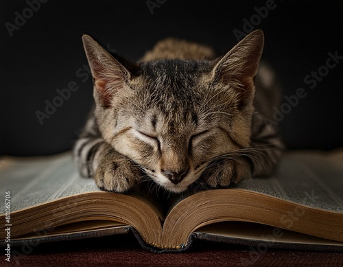 Wallpaper Mural Kitten sleeping on a book cat kitty Torontodigital.ca