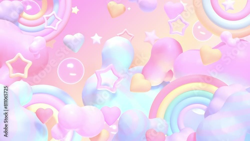 Looped cartoon rainbow sky animation.