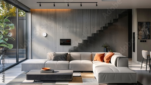 Modern villa living room design interior. Concept of relax. Minimalist Modern. Minimalist Apartment. Generate ai.