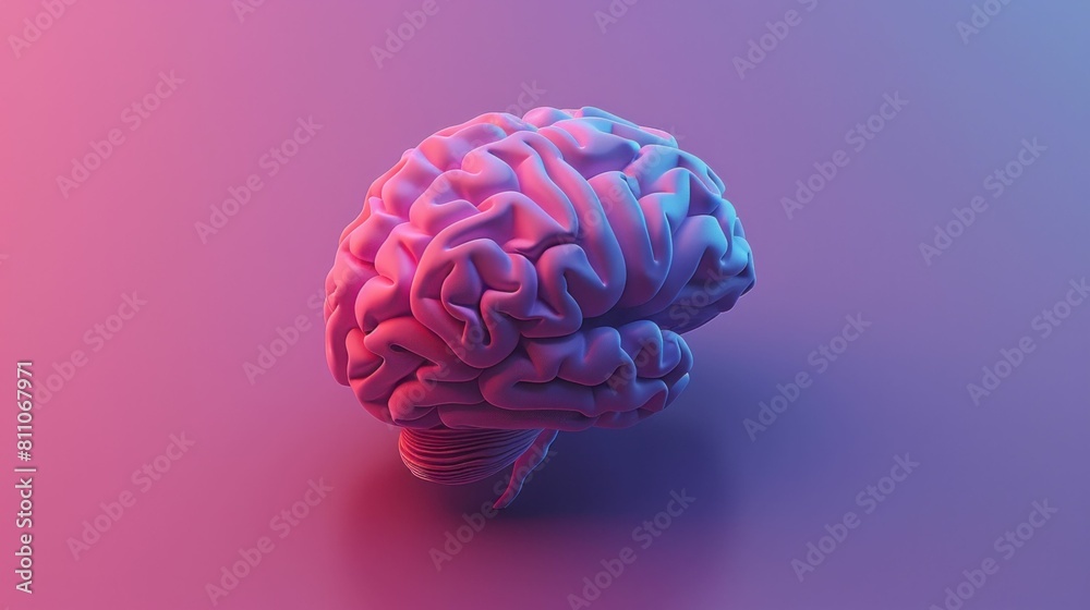 3D Model of Human Brain on Vibrant Pink and Blue Background for Medical Science and Research Concept Illustration 3D Model of Human Brain on Vibrant Pink and Blue Background for Medical Science and Research Concept Illustration