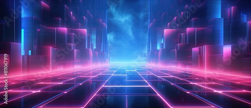 Futuristic technology abstract background with a glowing neon outline  tech background flat 