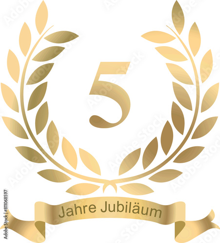 Laurels in vector for the 5 years jubilee with text in German