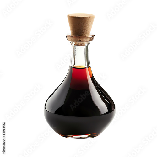 A bottle of balsamic vinegar on a white background.