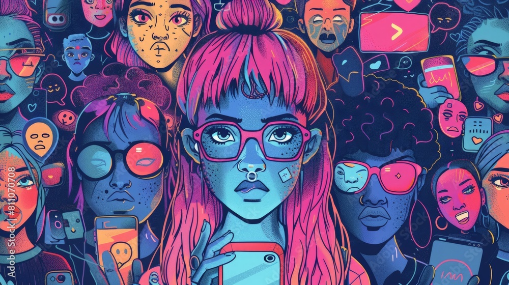 Exploring the intersection of social media and mental health, focusing on the psychological impacts of constant connectivity and public life online.   