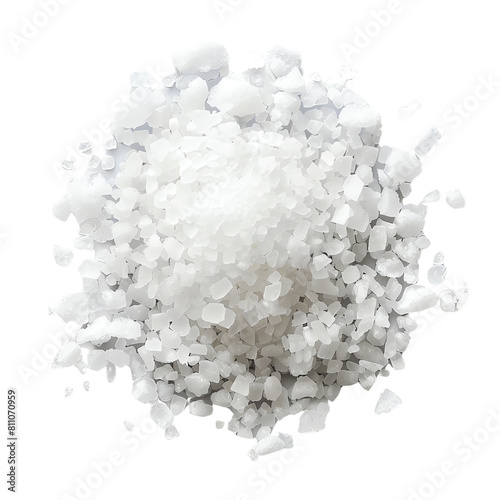 A pile of salt on a white background.